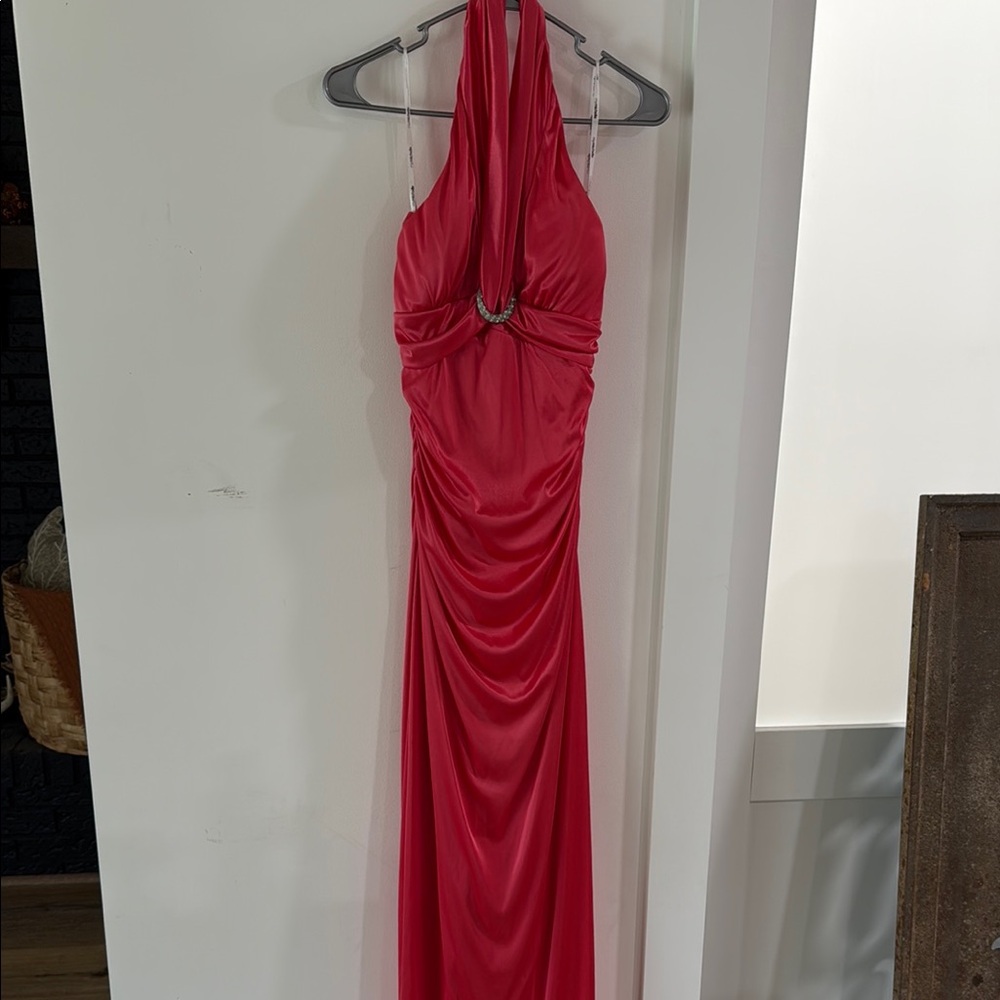 Elegant Red Halter Dress